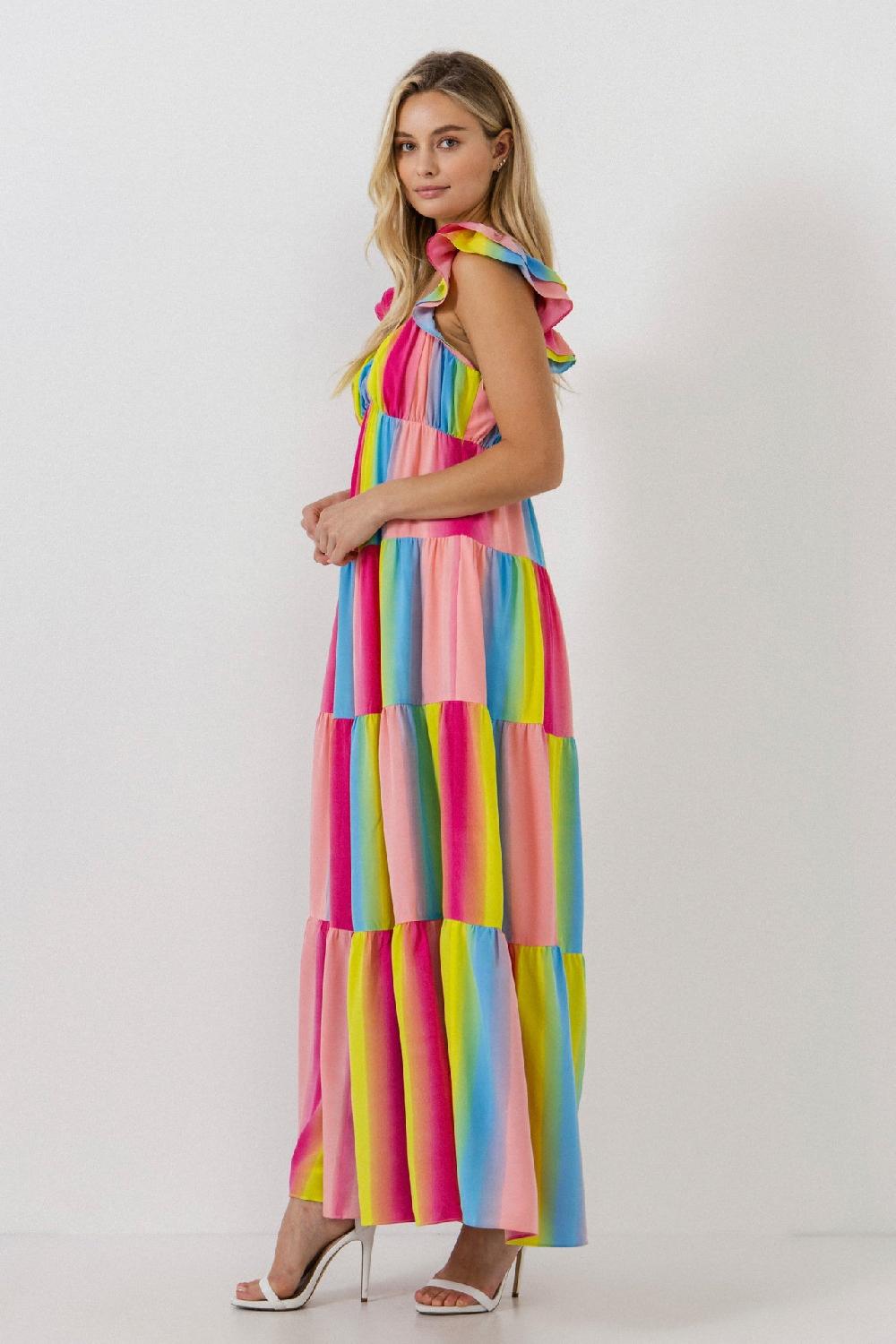 Endless Rose Ombre Stripe Maxi Dress MULTI