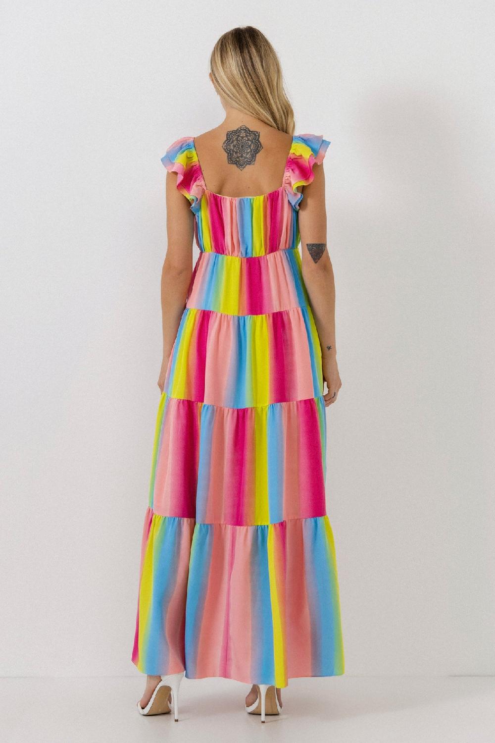 Endless Rose Ombre Stripe Maxi Dress MULTI