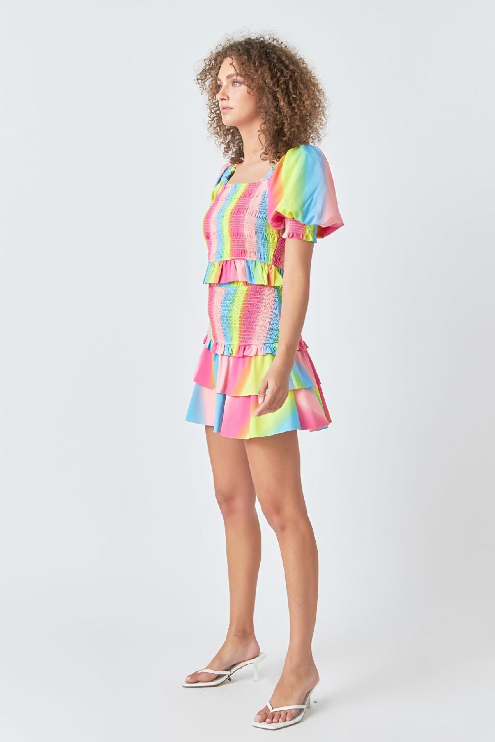 Endless Rose Ombre Stripe Smocked Top MULTI