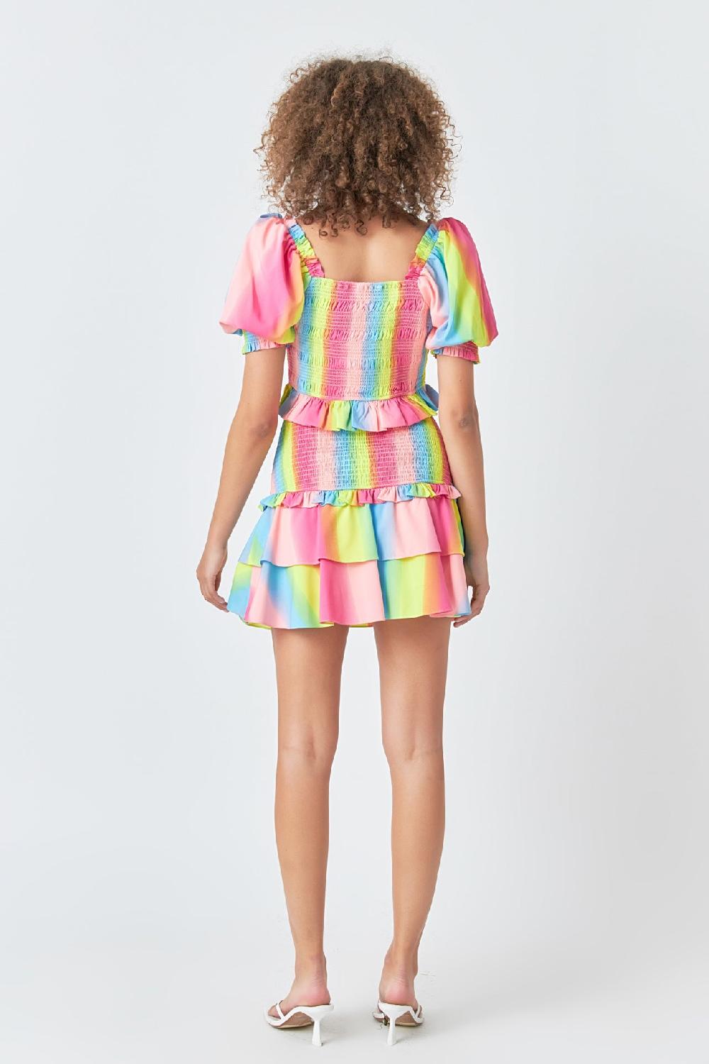 Endless Rose Ombre Stripe Smocked Top MULTI