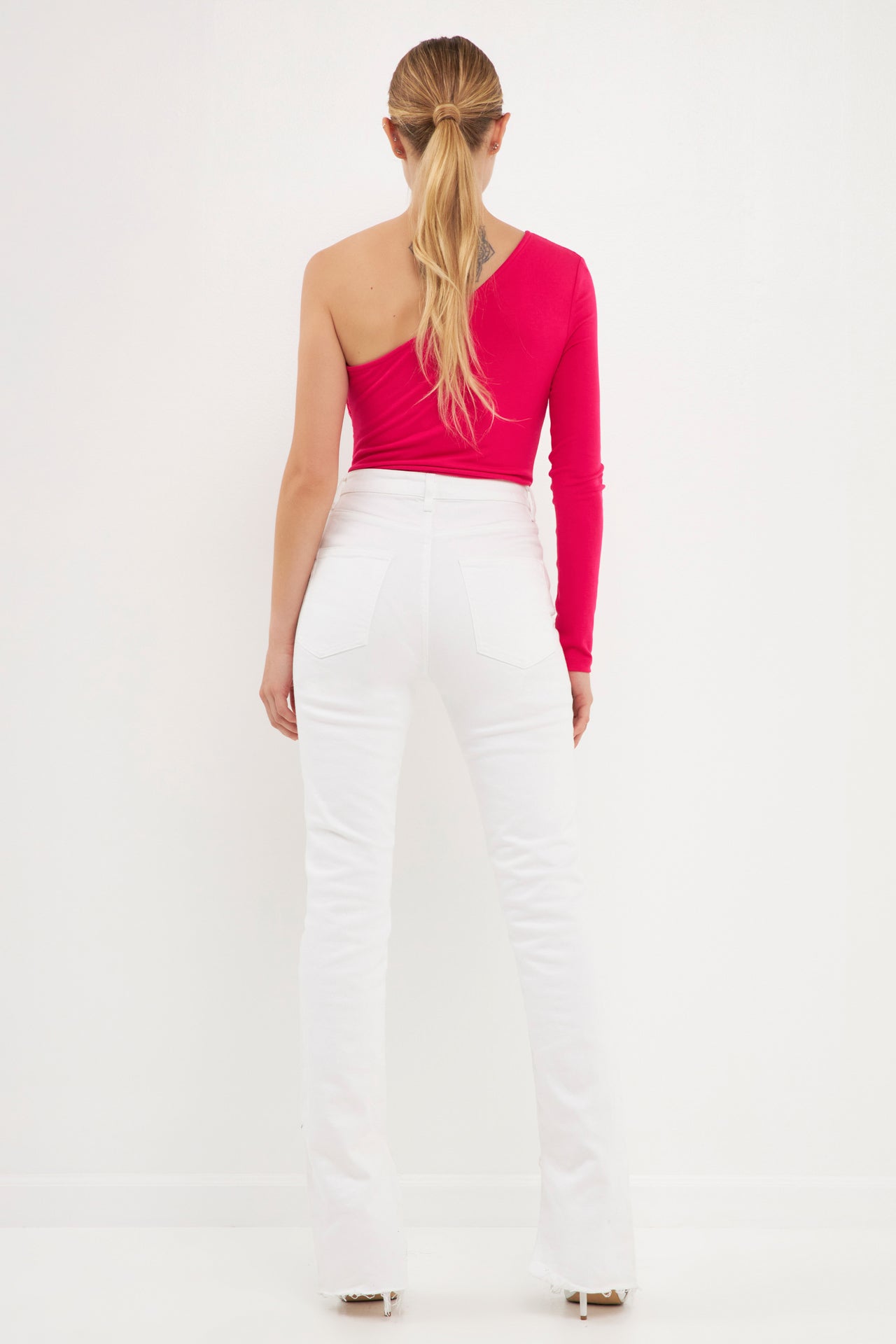 Endless Rose One Shoulder Knit Bodysuit FUCHSIA