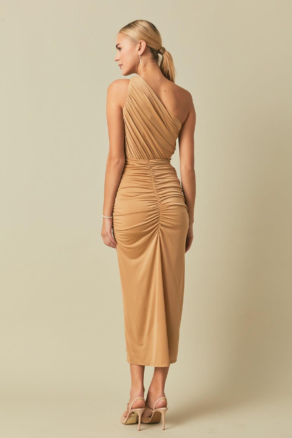 Endless Rose One Shoulder Maxi Dress TAN