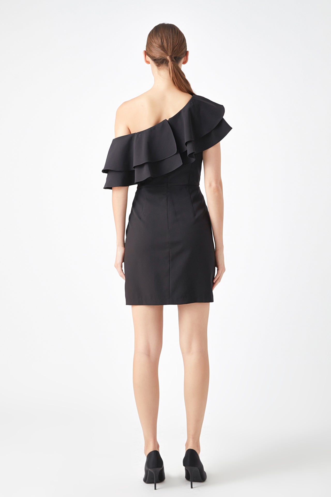 Endless Rose One Shoulder Mini Dress BLACK