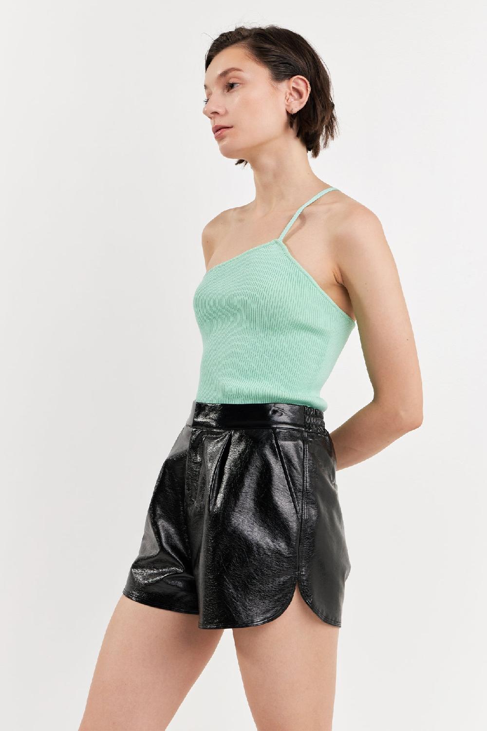 Endless Rose One Shoulder Strap Knit Tank Top SAGE