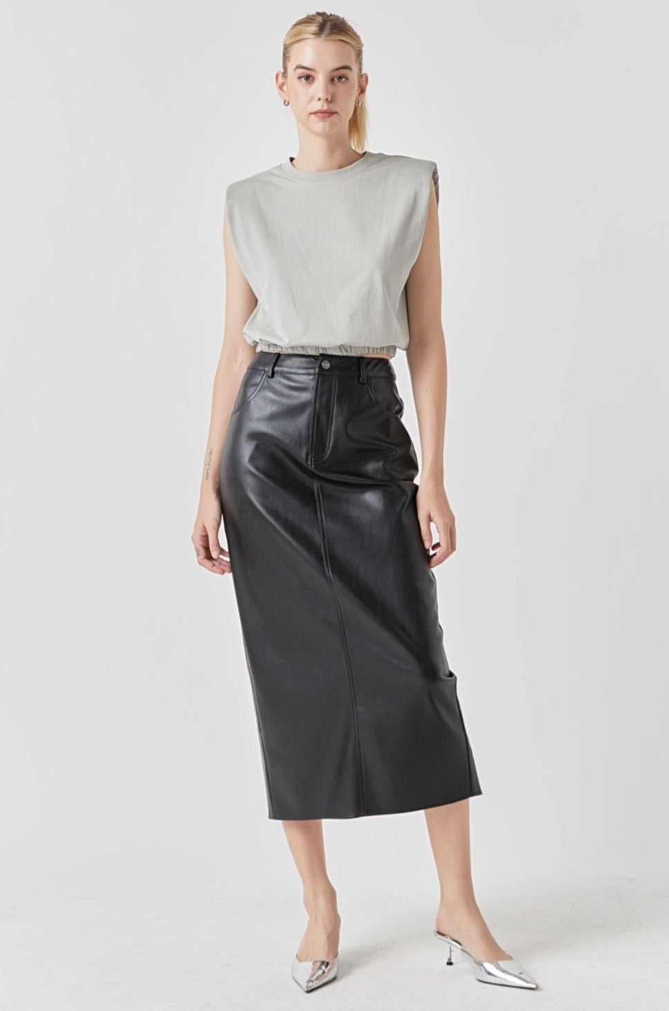 Endless Rose Open Back Cropped Top GREY