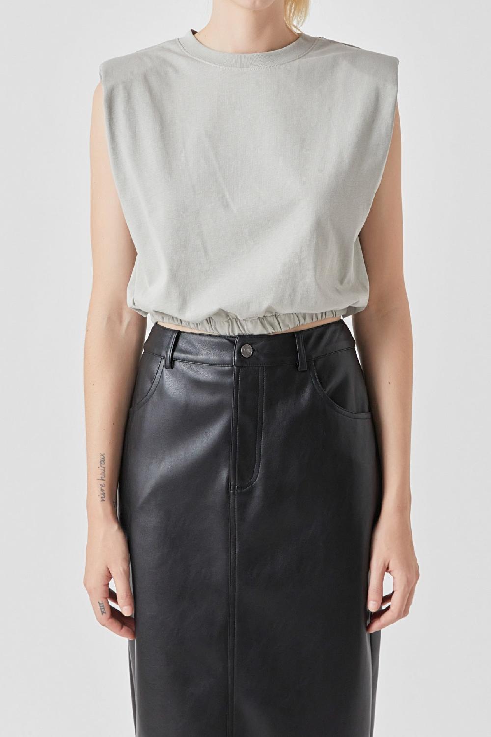 Endless Rose Open Back Cropped Top GREY