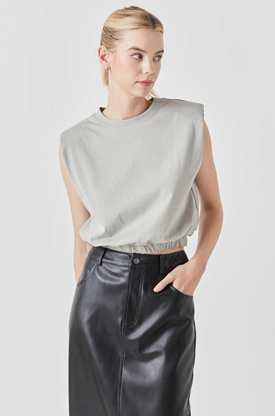 Endless Rose Open Back Cropped Top GREY