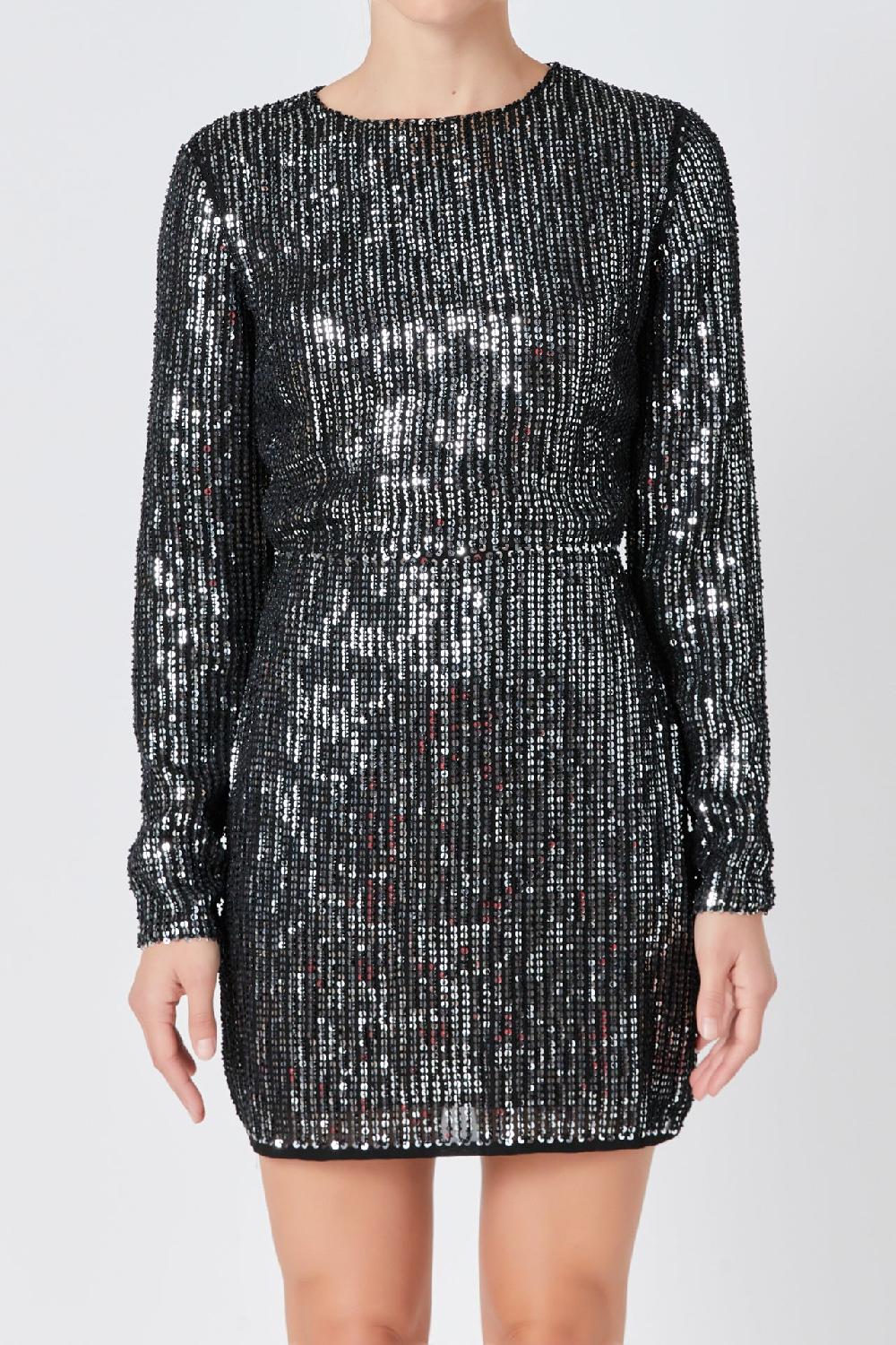 Endless Rose Open Back Sequin Dress SILVER