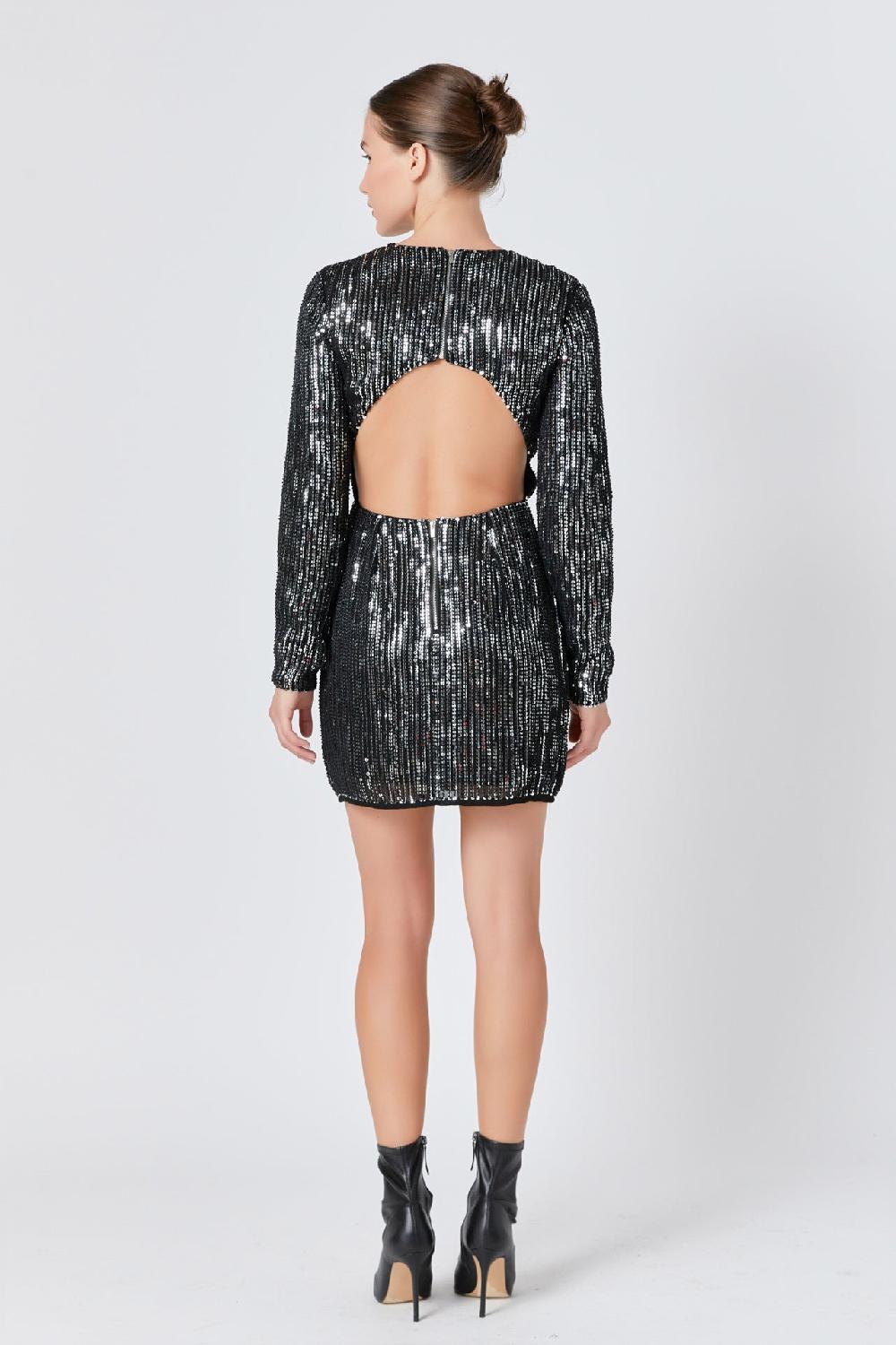 Endless Rose Open Back Sequin Dress SILVER