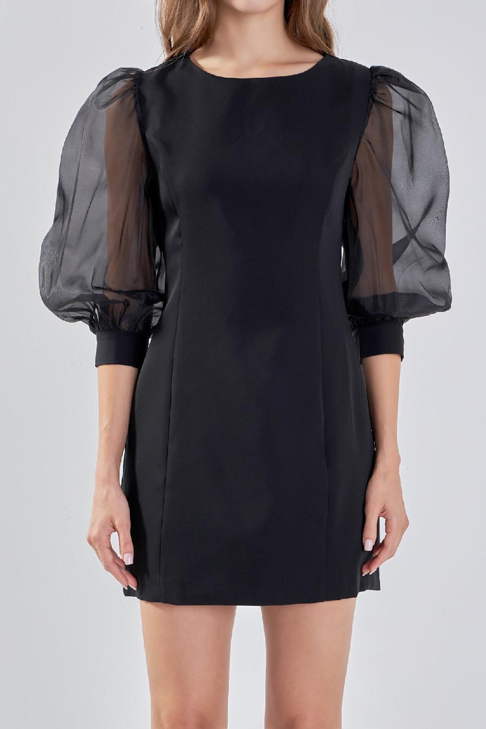 Endless Rose Organza Blouson Mini Dress BLACK