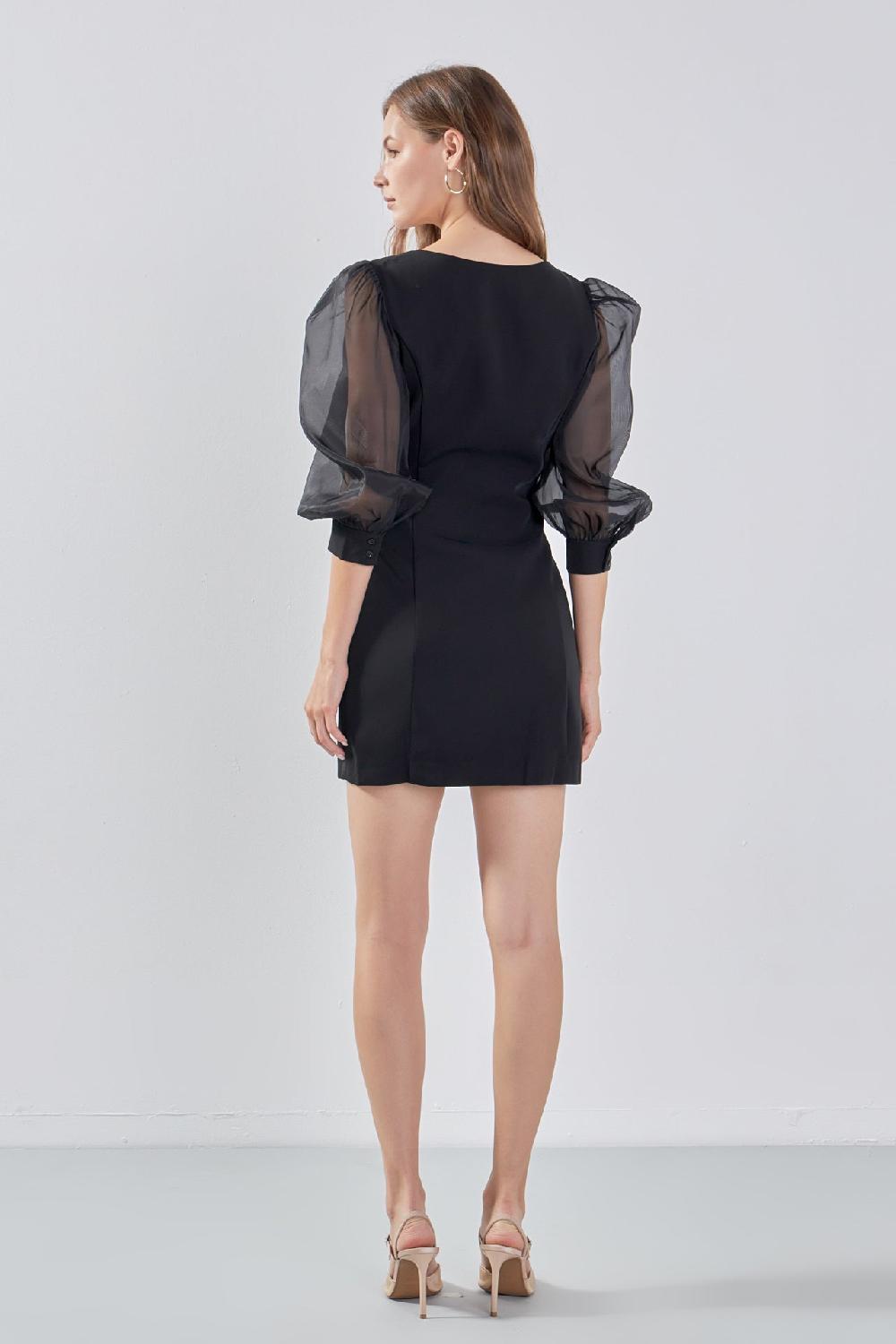 Endless Rose Organza Blouson Mini Dress BLACK