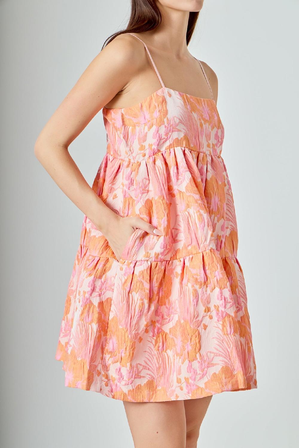 Endless Rose Organza Floral Mini Dress ORANGE/PINK
