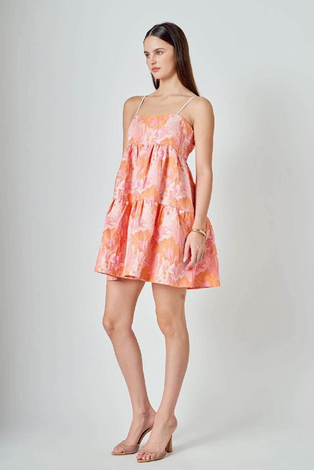 Endless Rose Organza Floral Mini Dress ORANGE/PINK