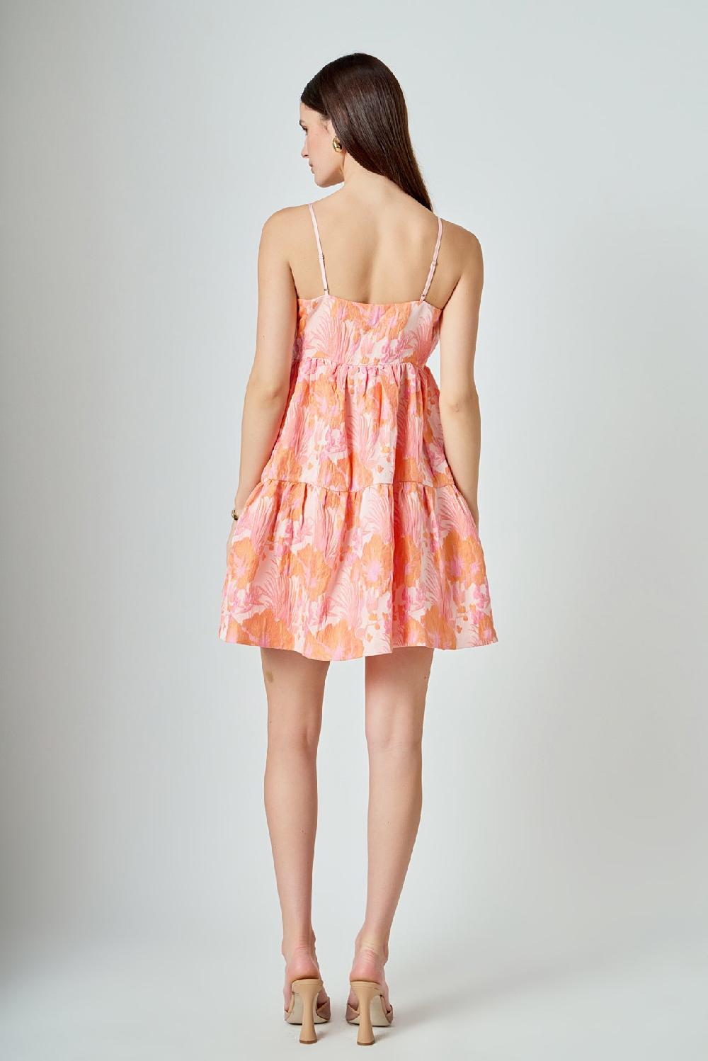 Endless Rose Organza Floral Mini Dress ORANGE/PINK