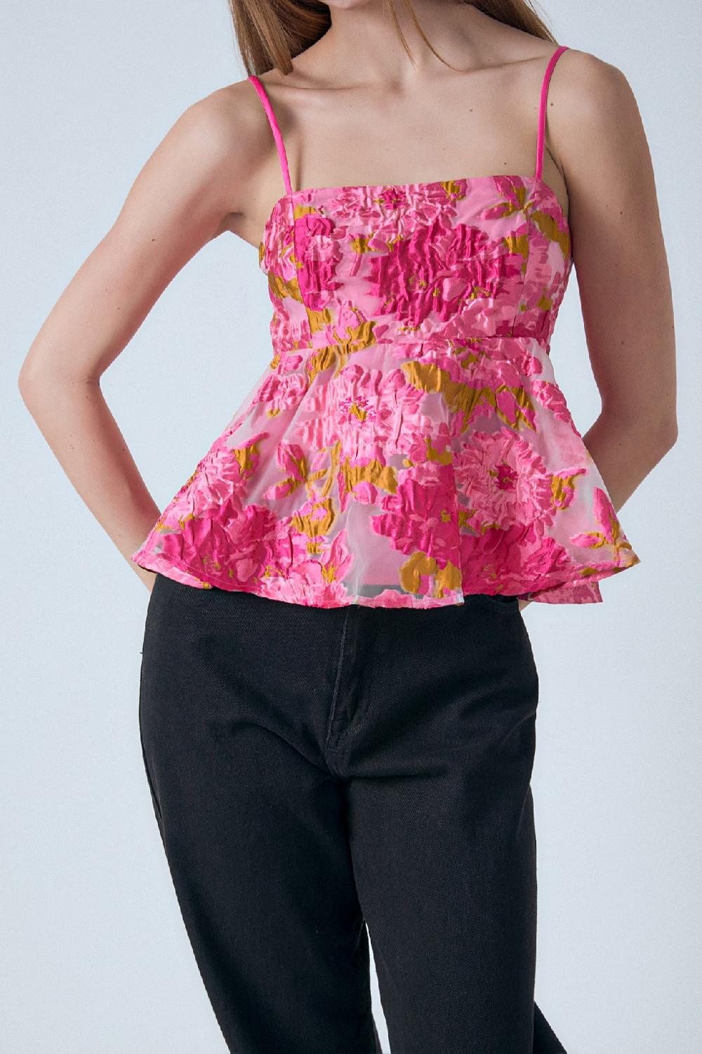 Endless Rose Organza Floral Top PINK