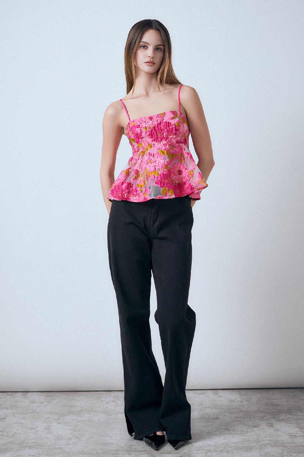 endless rose Organza Floral Top PINK