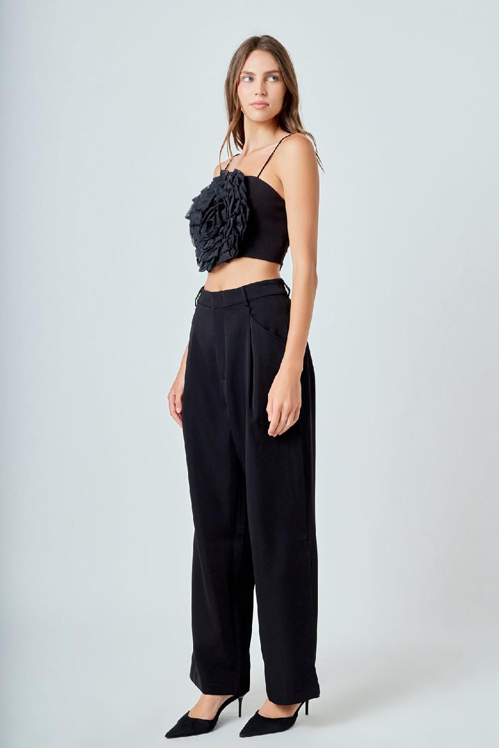 Endless Rose Organza Flower Top BLACK