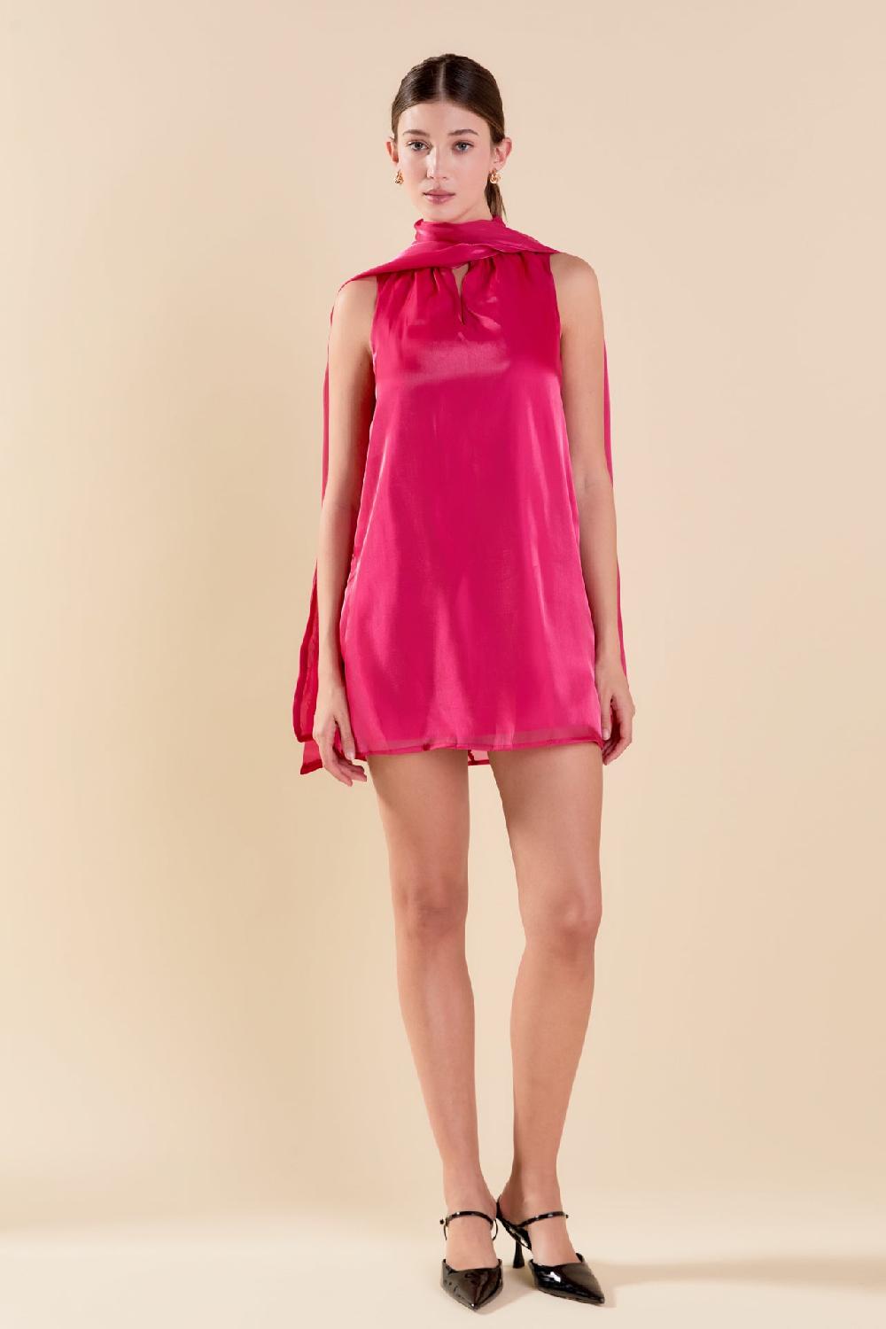 endless rose Organza Mini Dress FUCHSIA