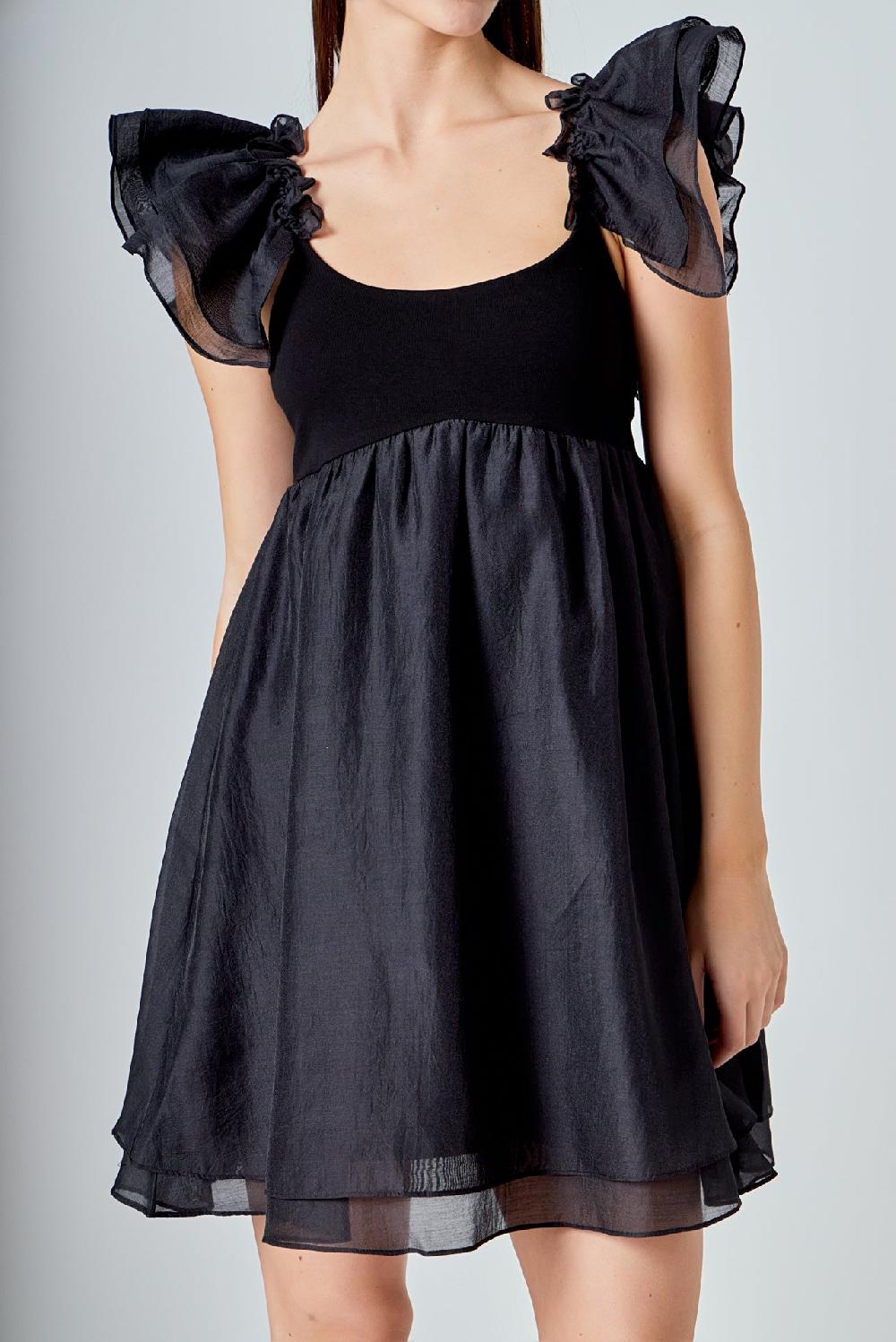 Endless Rose Organza Sleeve Mini Dress BLACK