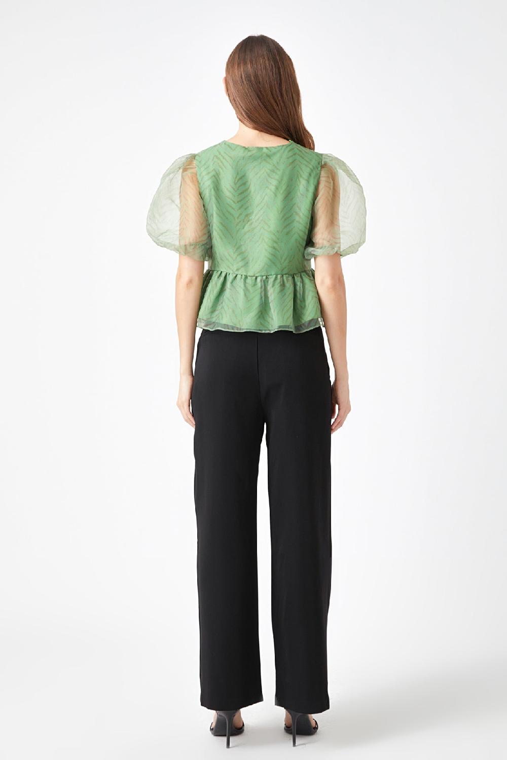 Endless Rose Organza Zebra Top GREEN MULTI