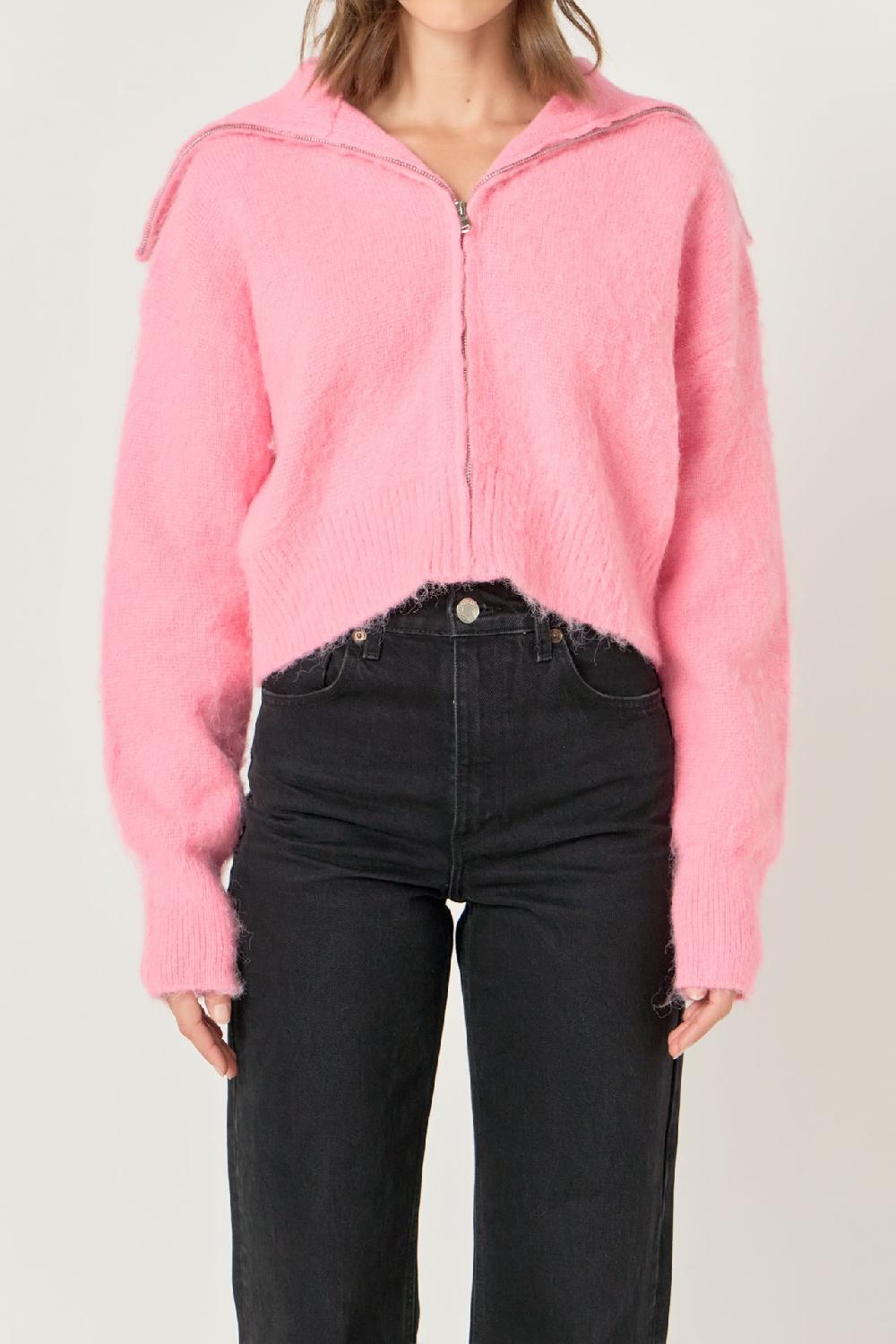 Endless Rose Oversize Collar Knit Jacket PINK