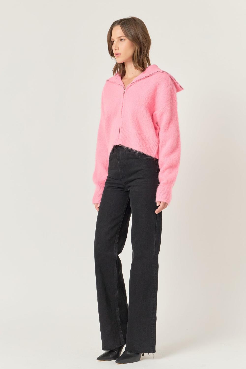 Endless Rose Oversize Collar Knit Jacket PINK
