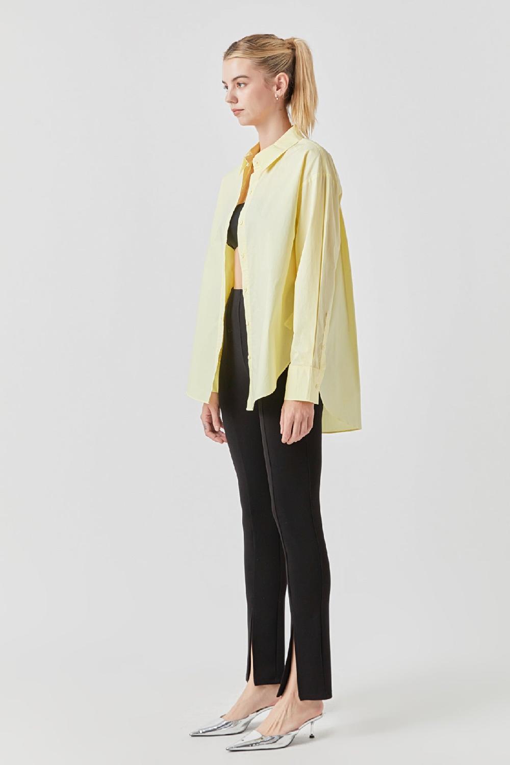Endless Rose Oversize Collared Shirt YELLOW