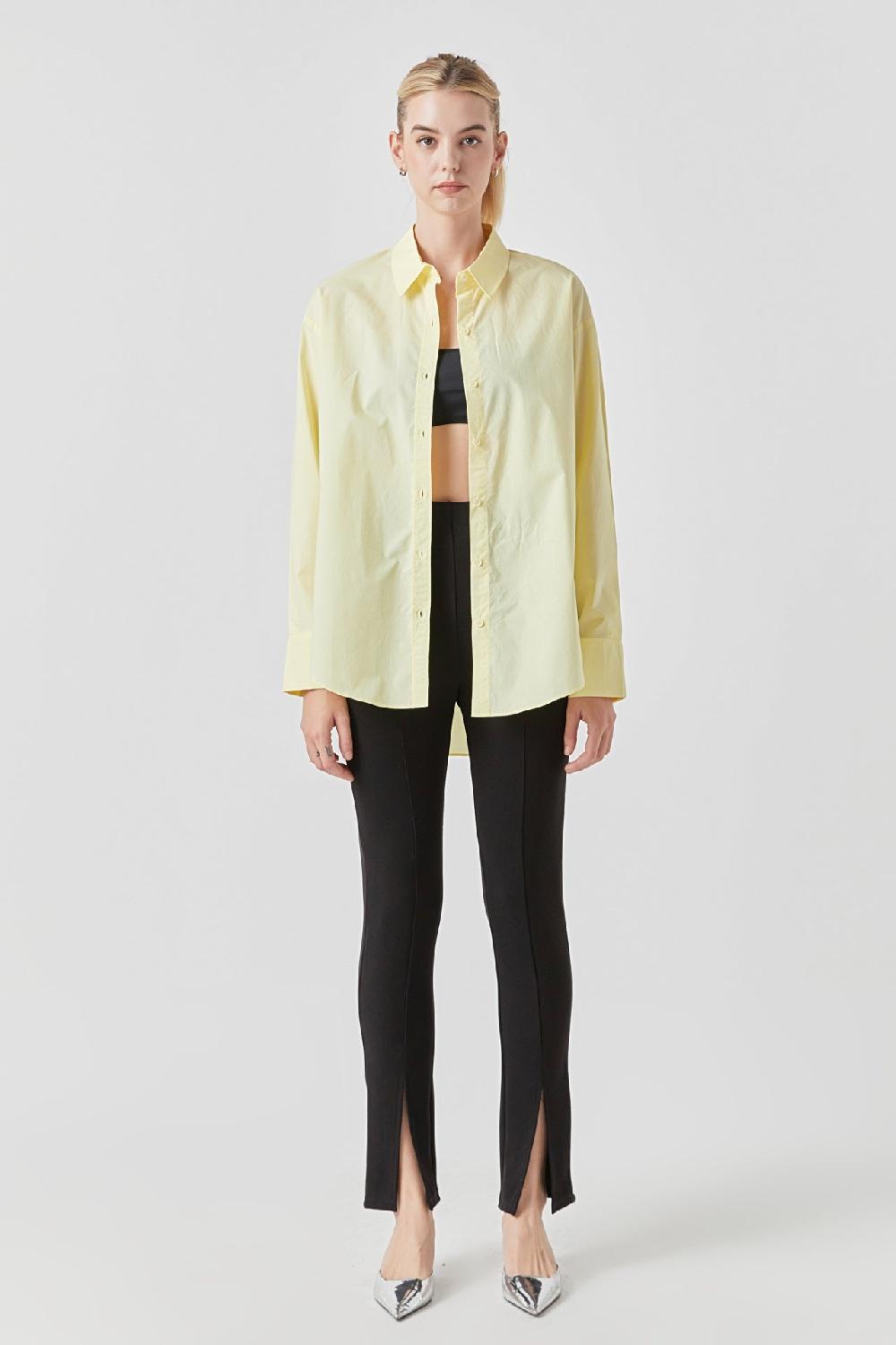 Endless Rose Oversize Collared Shirt YELLOW