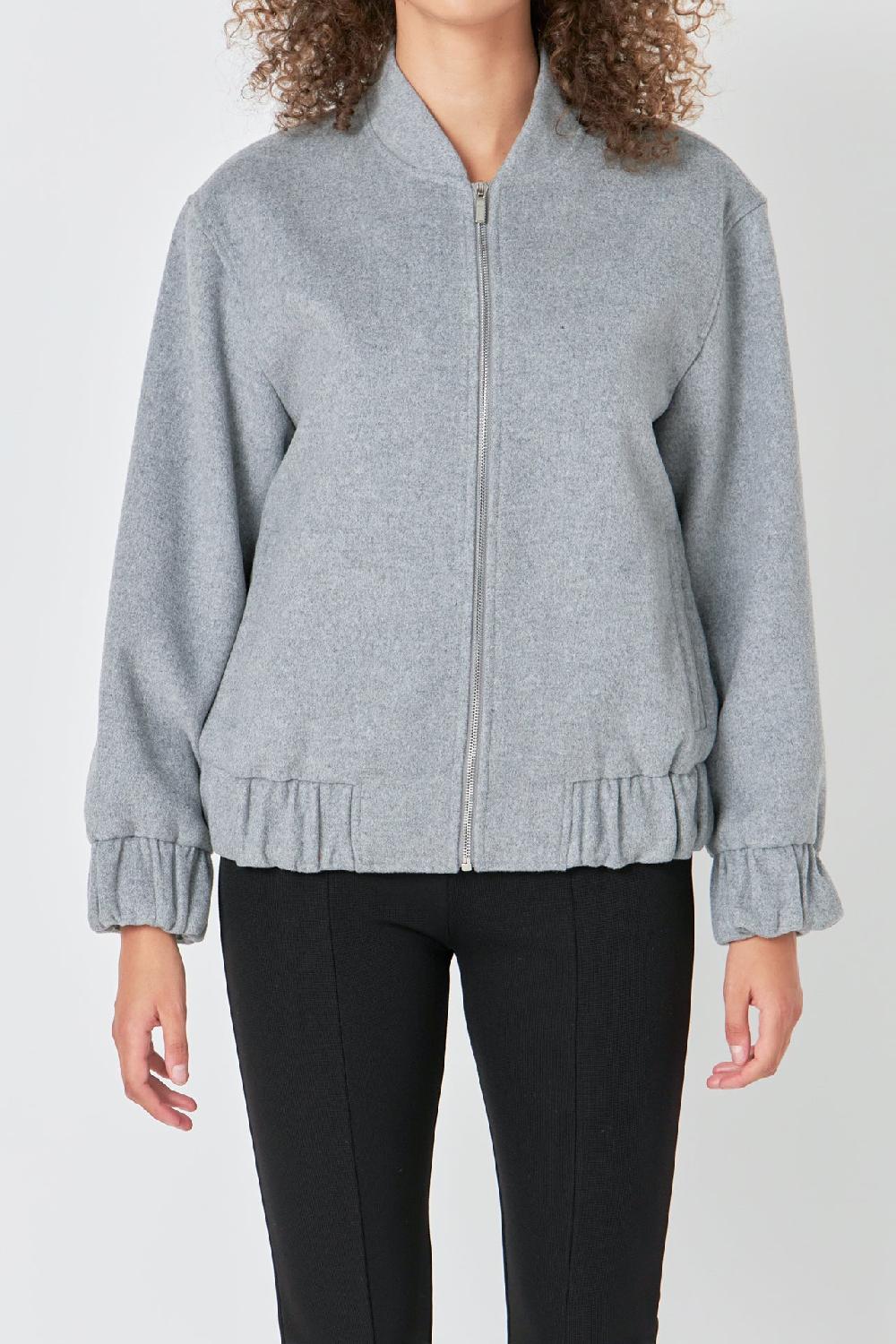 Endless Rose Oversize Felt Varsity Bomber GREY