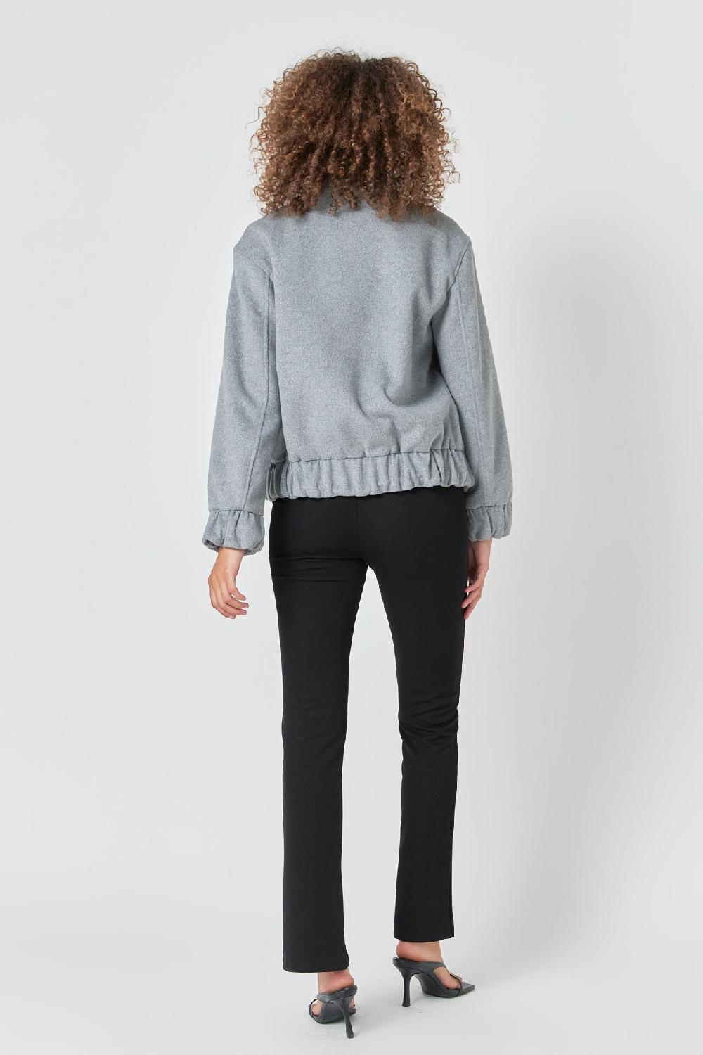 Endless Rose Oversize Felt Varsity Bomber GREY