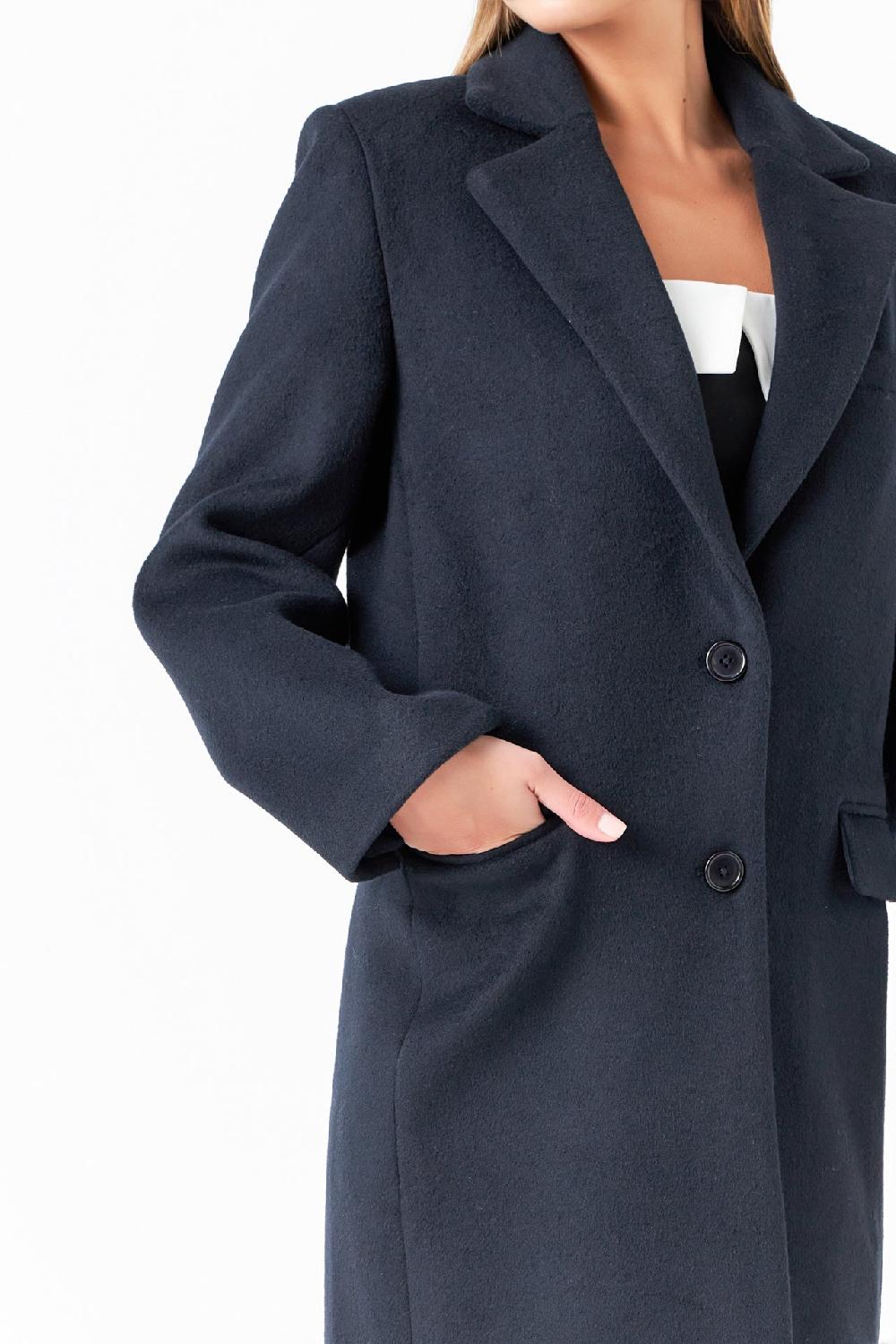 Endless Rose Oversize Wool Trench Coat NAVY