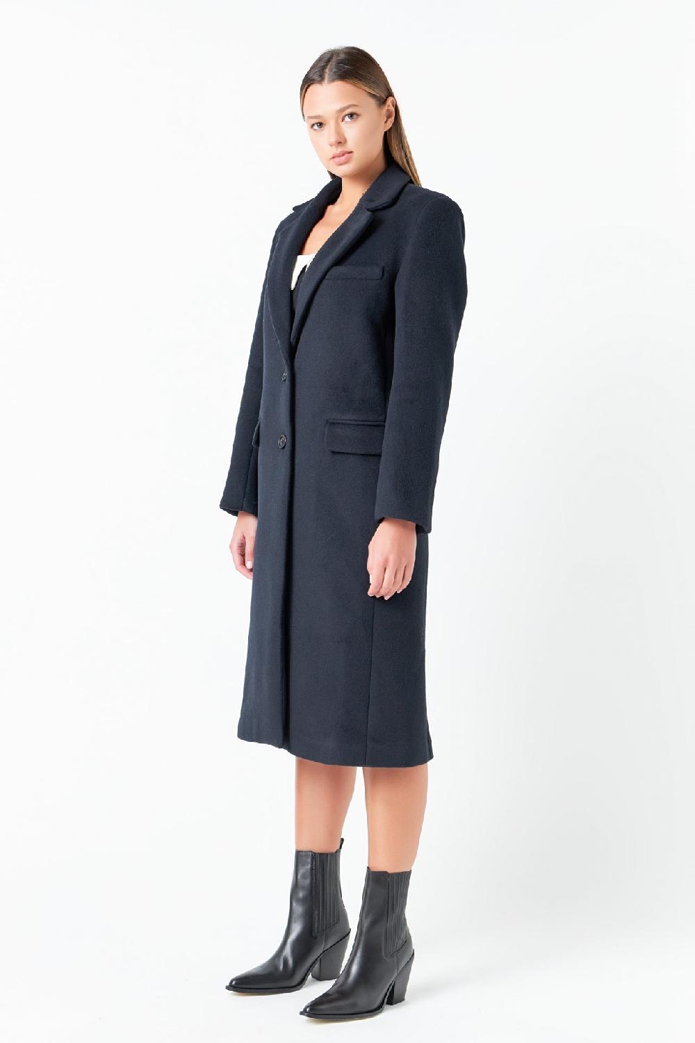 Endless Rose Oversize Wool Trench Coat NAVY
