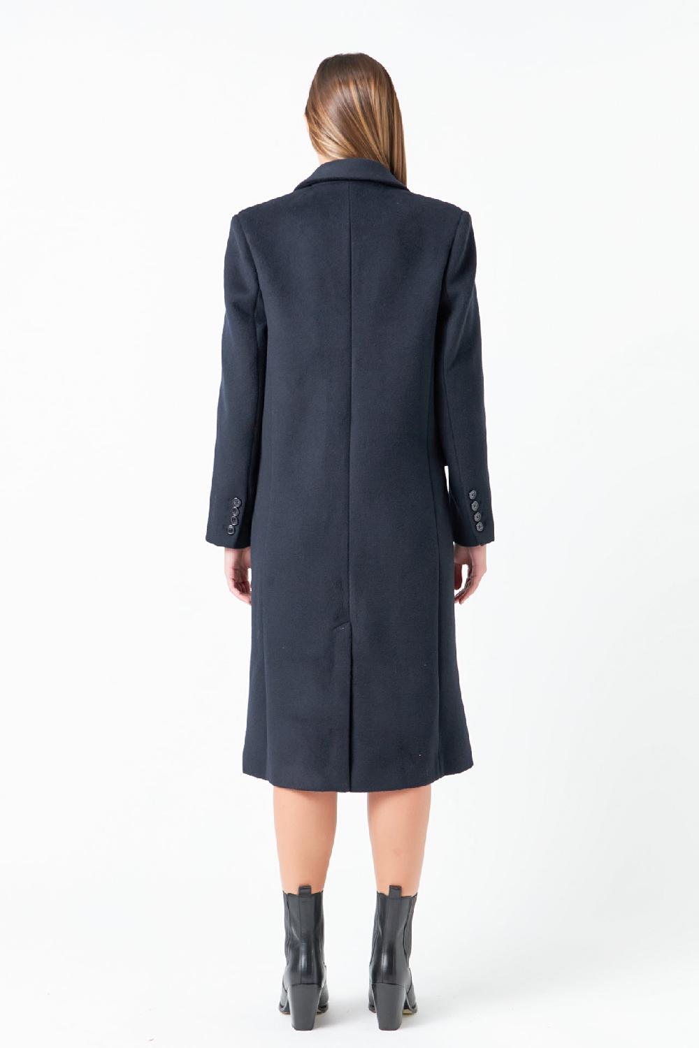 Endless Rose Oversize Wool Trench Coat NAVY