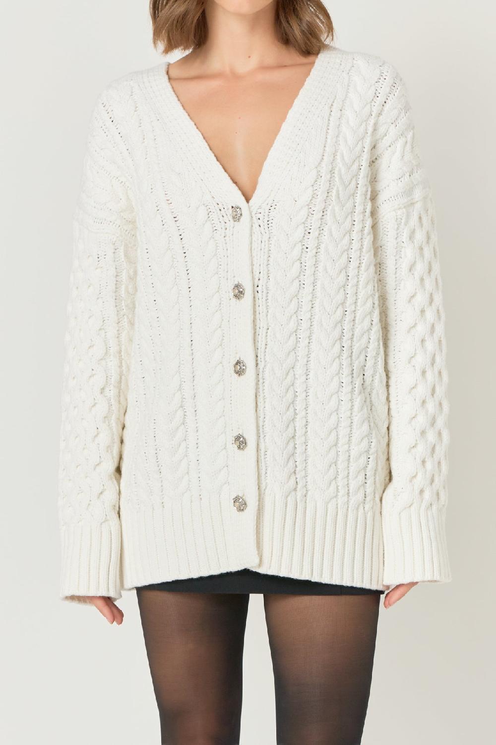Endless Rose Oversized Cable Knit Cardigan IVORY