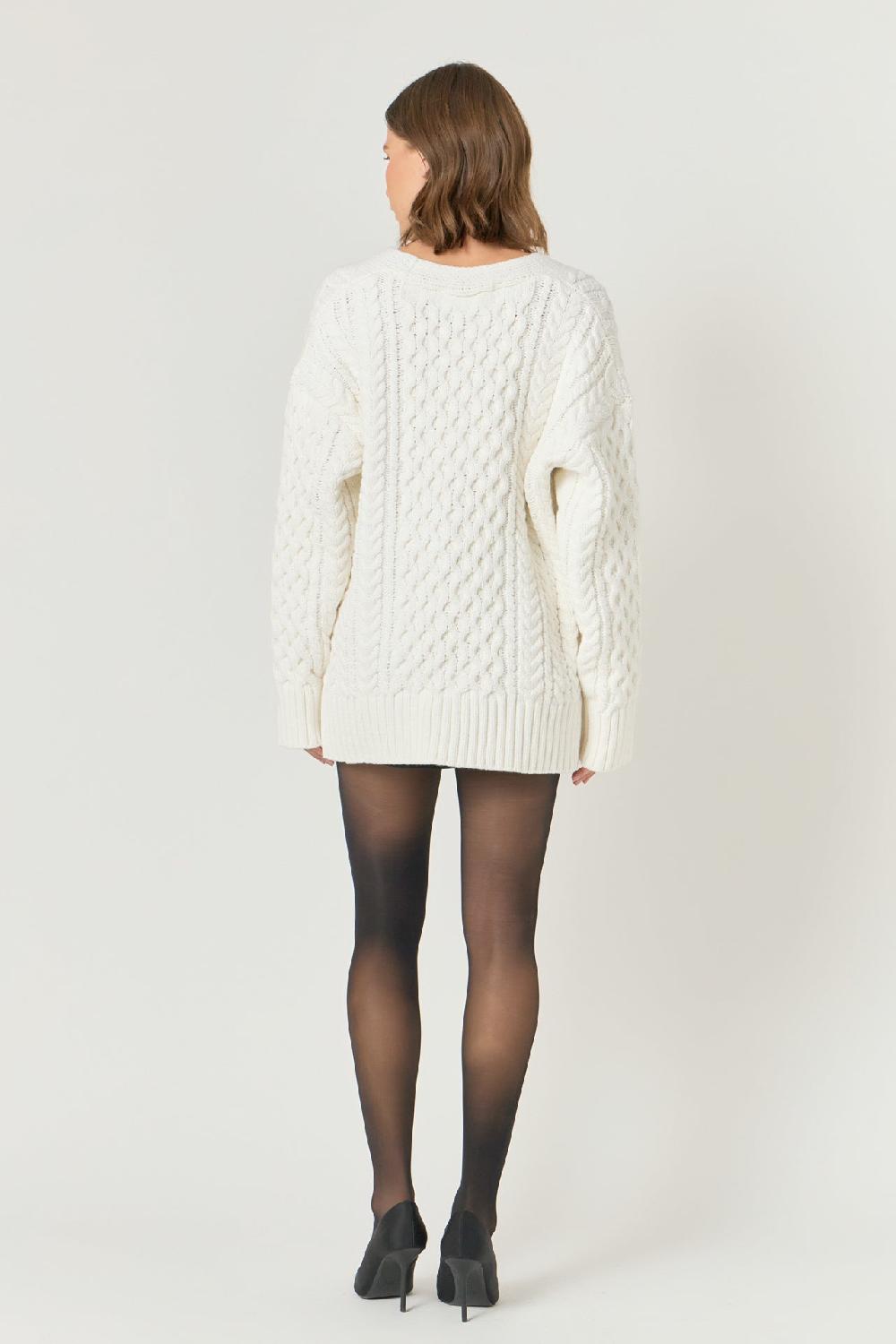 Endless Rose Oversized Cable Knit Cardigan IVORY