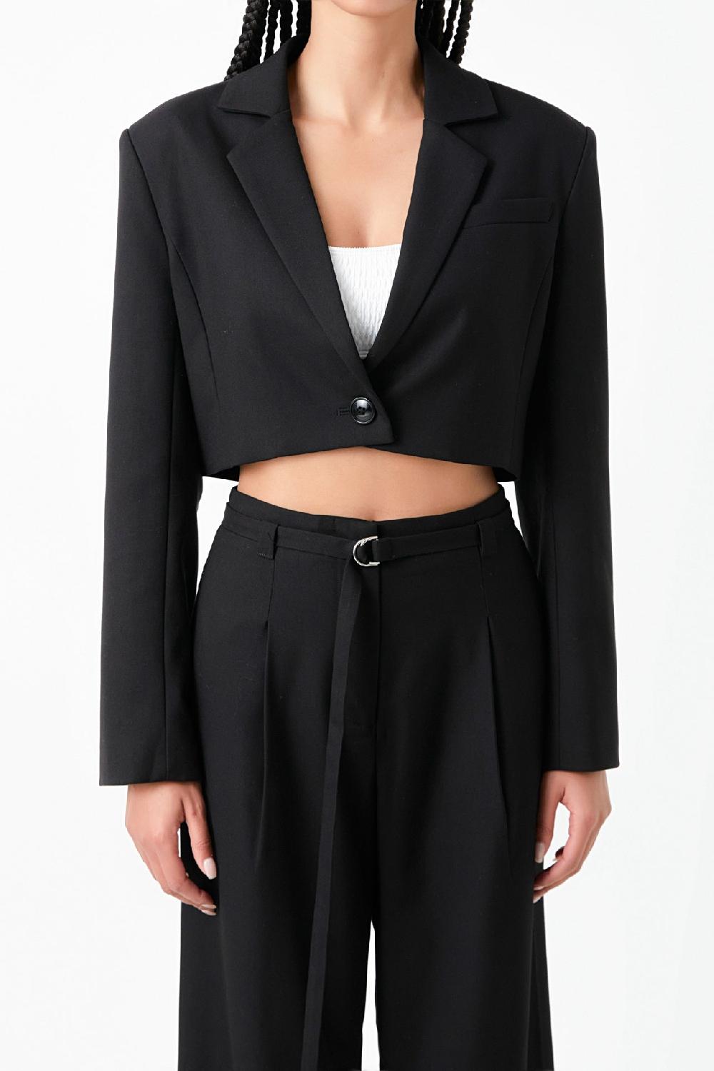 Endless Rose Oversized Cropped Blazer BLACK