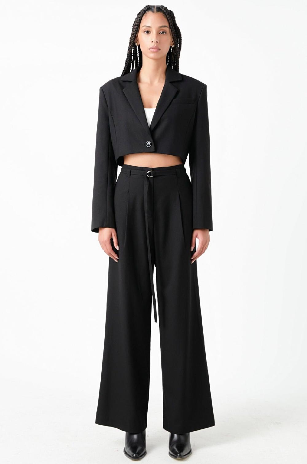 Endless Rose Oversized Cropped Blazer BLACK