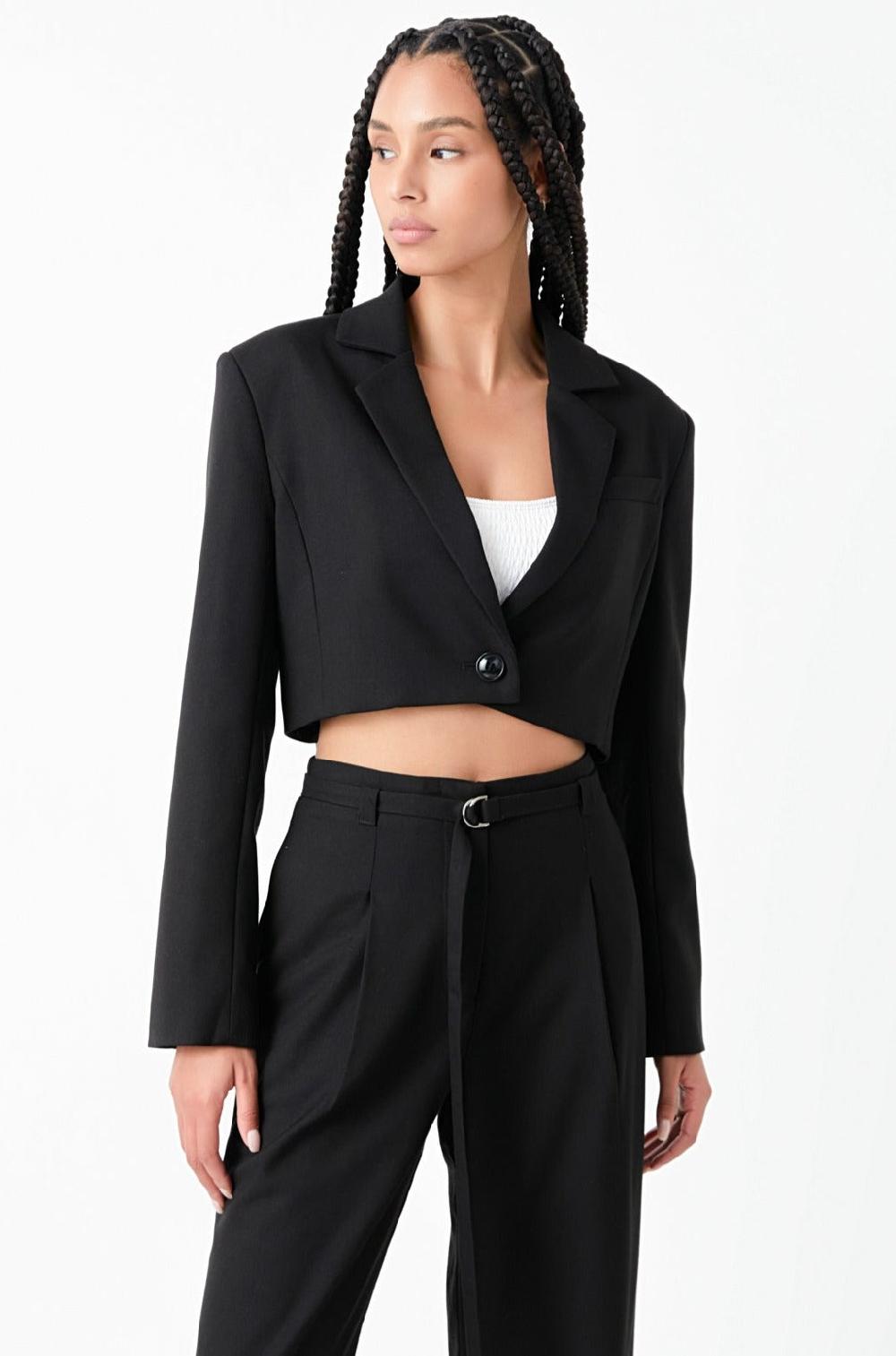Endless Rose Oversized Cropped Blazer BLACK