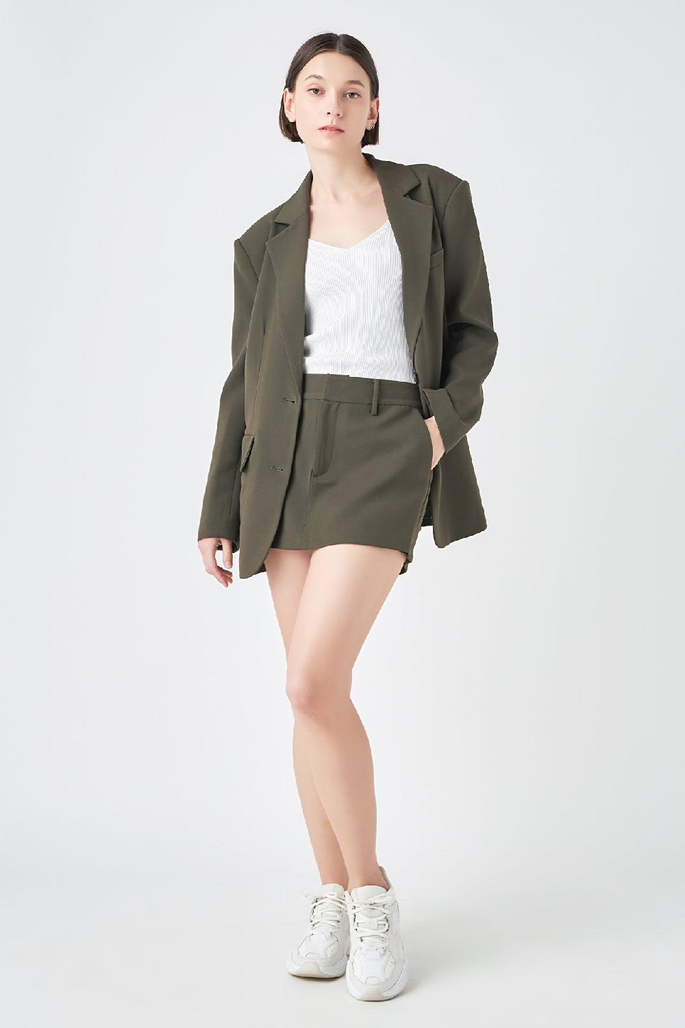 Endless Rose Oversized Notched Collar Blazer OLIVE