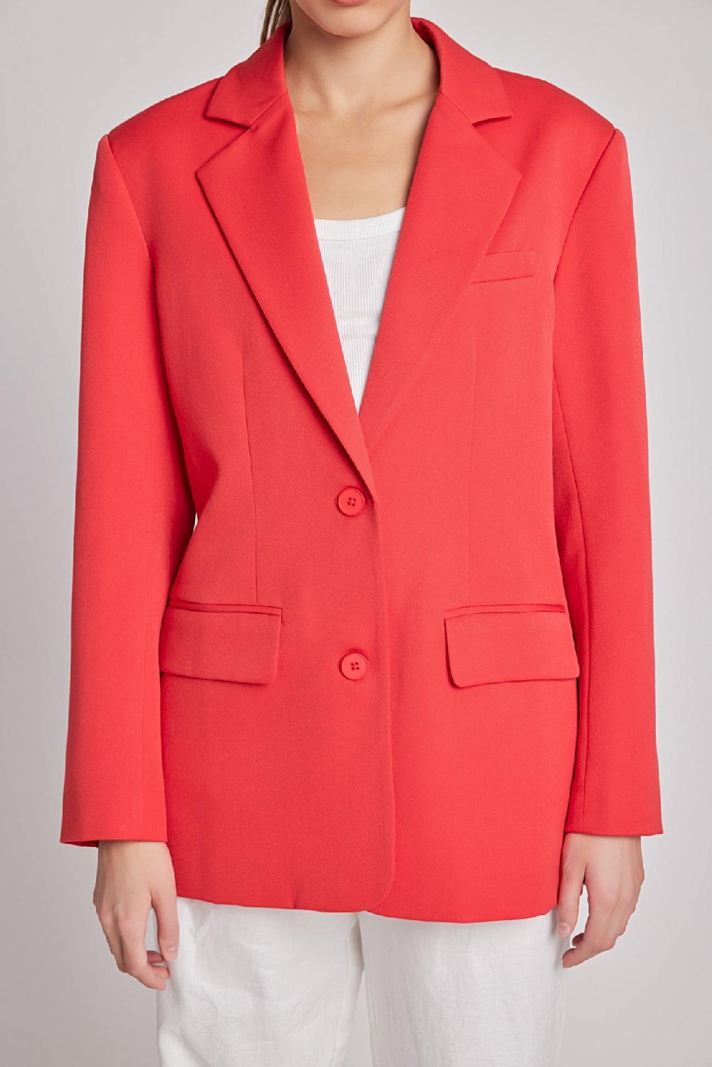 Endless Rose Oversized Notched Collar Blazer RED