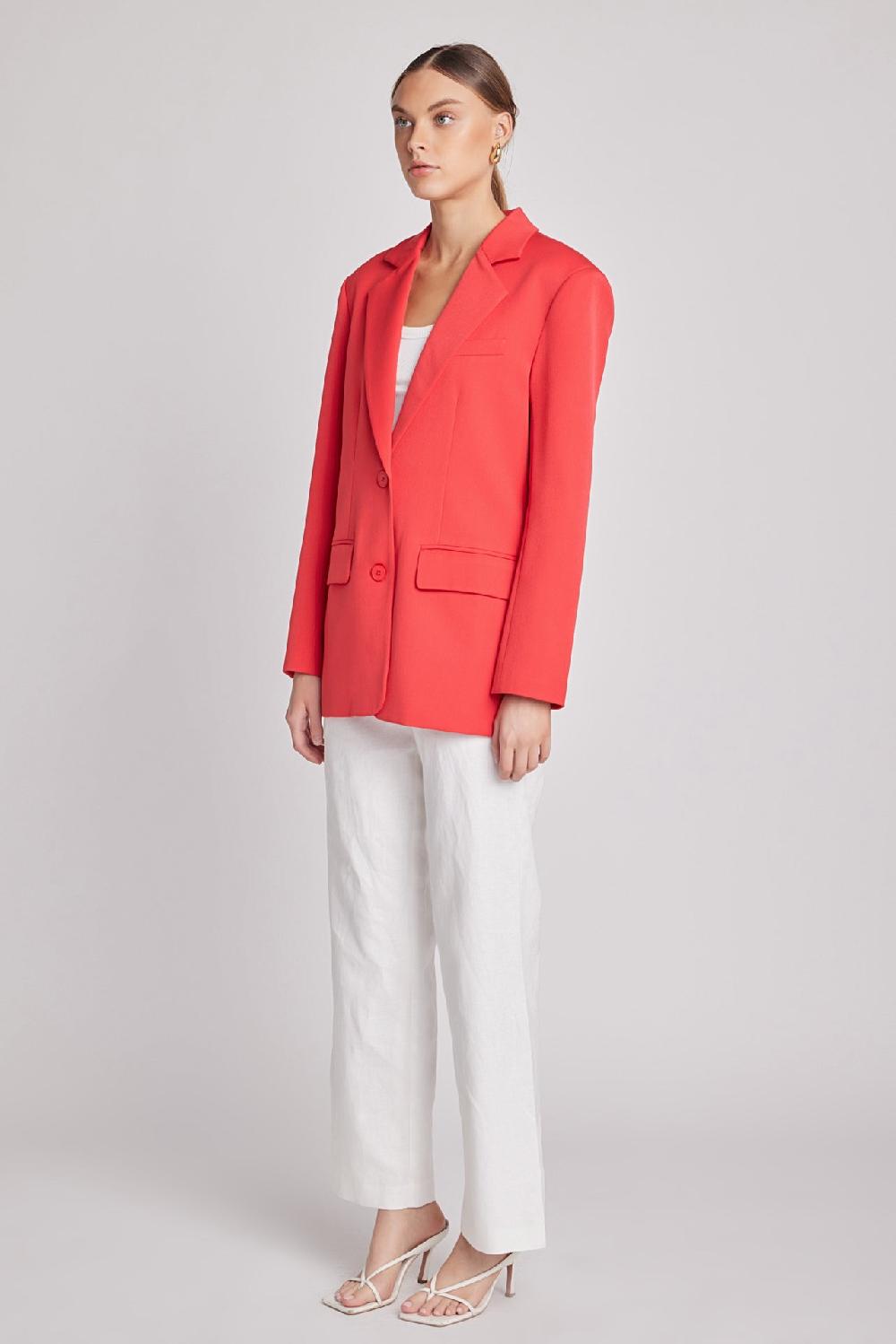 Endless Rose Oversized Notched Collar Blazer RED