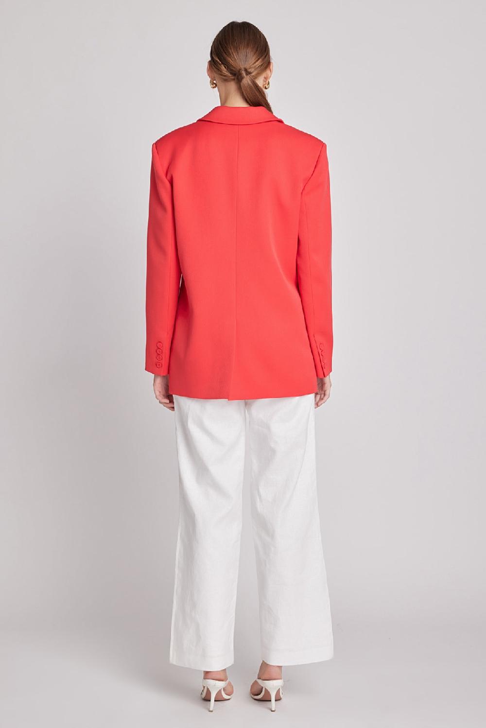 Endless Rose Oversized Notched Collar Blazer RED