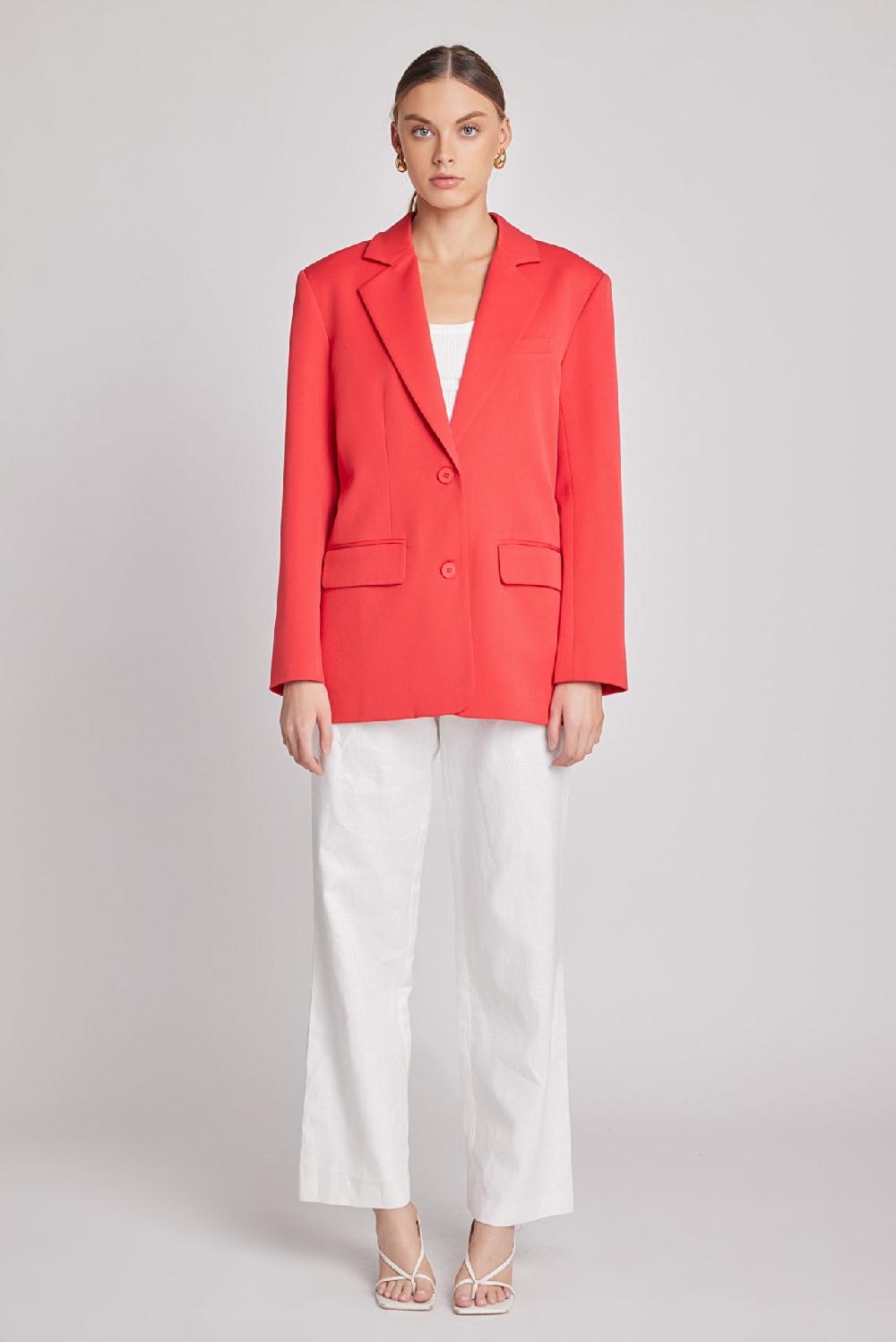 endless rose Oversized Notched Collar Blazer RED