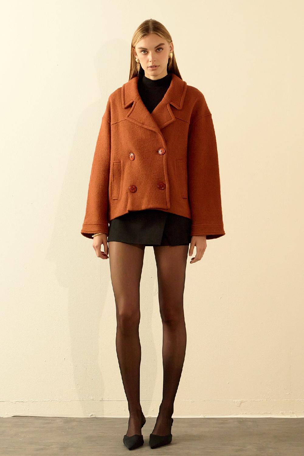 endless rose Oversized Short Coat CINNAMON