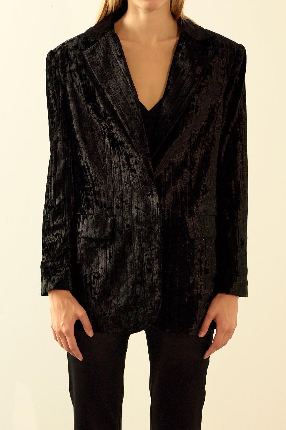 Endless Rose Oversized Velvet Blazer BLACK