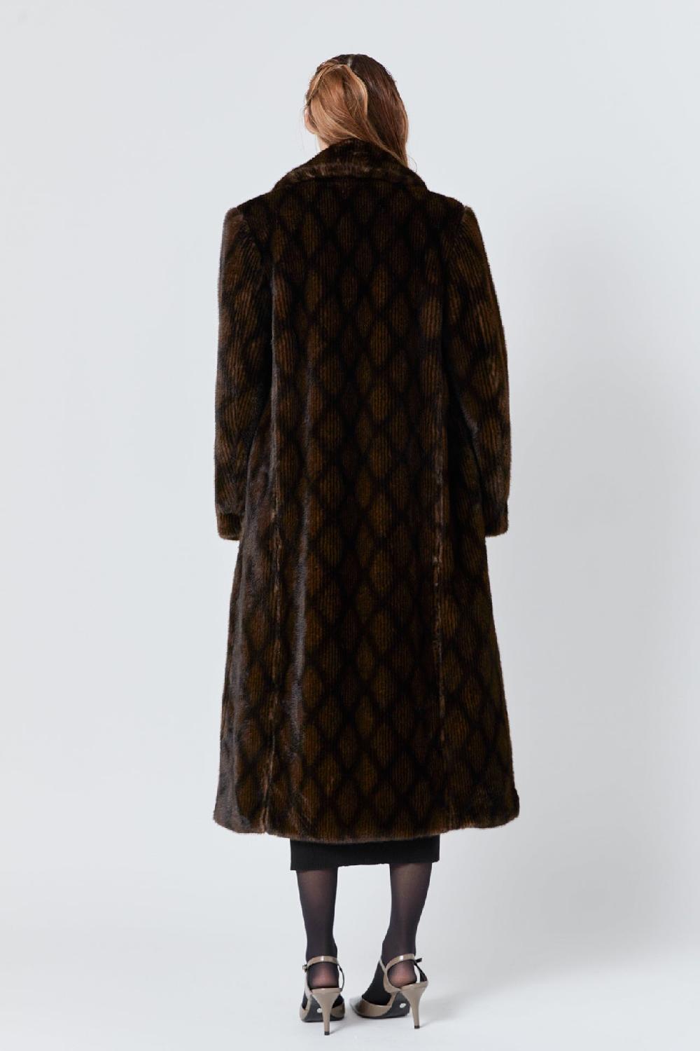 Endless Rose Patterned Faux Fur Coat BROWN