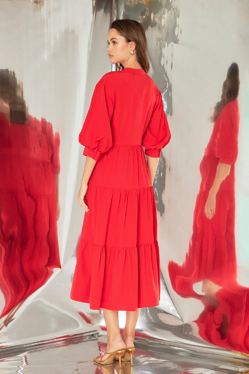 Endless Rose Pin Tuck Dress RED