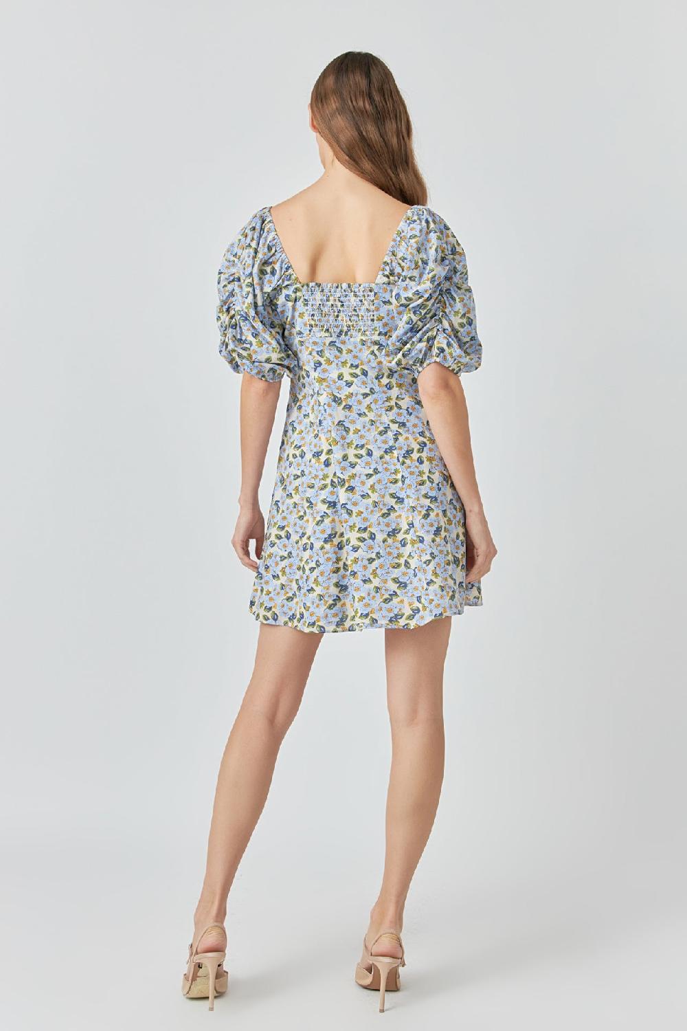 Endless Rose Pintuck Mini Dress BLUE MULTI