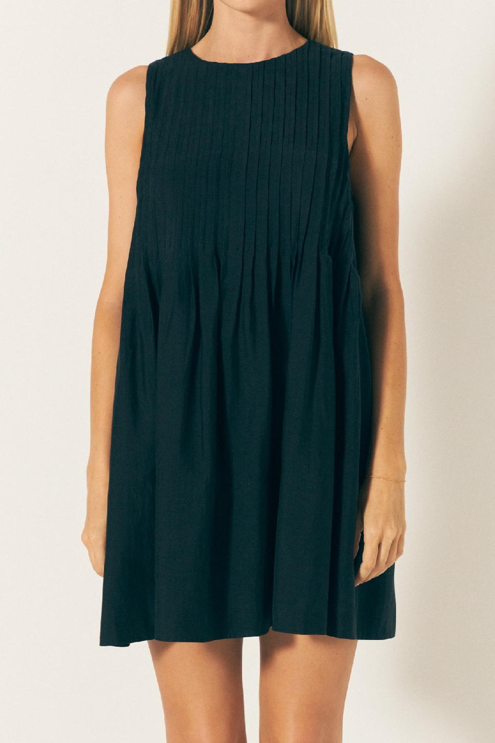 Endless Rose Pintuck Voluminous Mini Dress BLACK