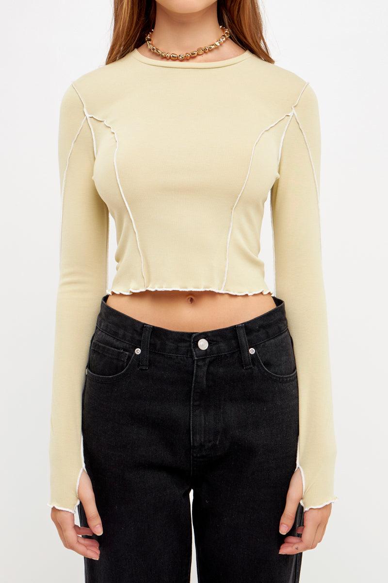 Endless Rose Piping Detail Top PISTACHIO
